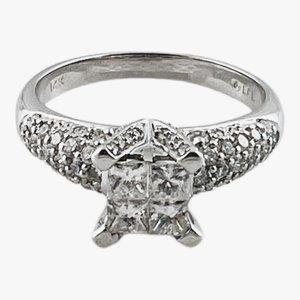 14K White Gold Alfred Levitt Diamond Engagement Ring Size 7 #16483
